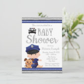 Invitation Baby shower de police mignonne (Debout devant)