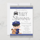 Invitation Baby shower de police mignonne (Devant)