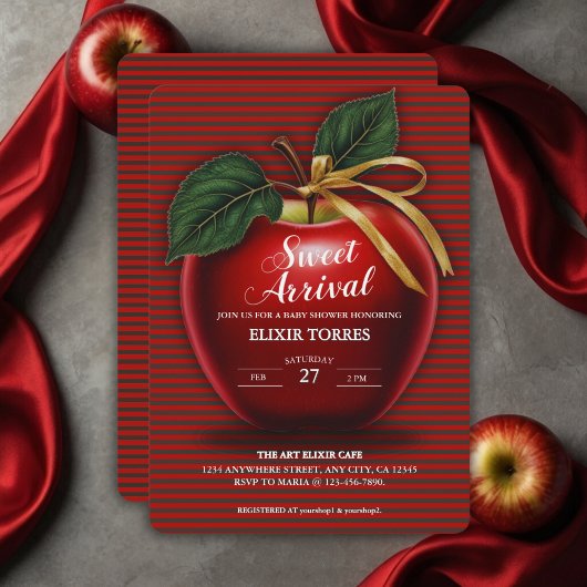 Invitation Baby shower de pomme rouge d'arrivée douce