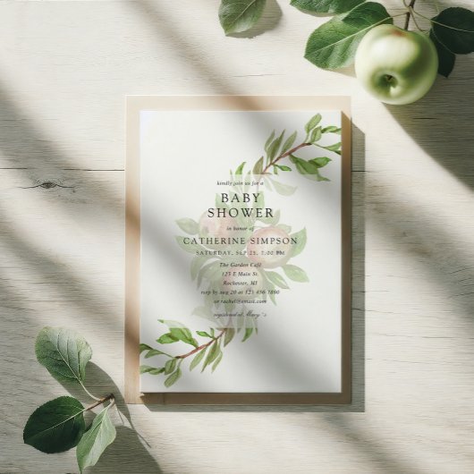 Invitation Baby shower de pommes aquarelles