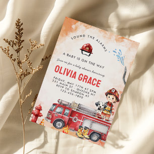 Invitation Baby shower de pompier de camion de pompier