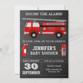 Invitation Baby shower de pompier de camion-pompier (Devant)