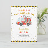 Invitation Baby shower de pompier garçon (Debout devant)