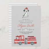 Invitation Baby shower de pompier garçon (Devant / Derrière)