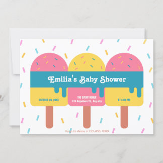 Invitation Baby shower de popsicle couleur crème glacée