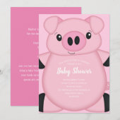 Invitation Baby shower de porc rose (Devant / Derrière)