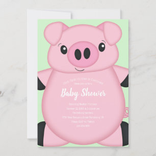 Invitation Baby shower de porc vert