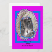 Invitation Baby shower de port de capot de chaton (Devant / Derrière)