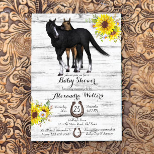 Invitation Baby shower de poulain de cheval rustique