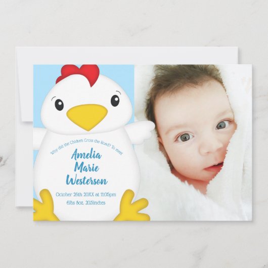 Invitation Baby shower de poulet bleu (Devant)