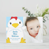 Invitation Baby shower de poulet bleu (Debout devant)