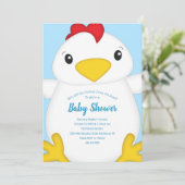 Invitation Baby shower de poulet bleu (Debout devant)