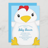 Invitation Baby shower de poulet bleu (Devant / Derrière)