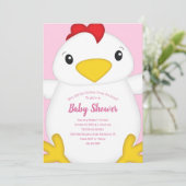 Invitation Baby shower de poulet rose (Debout devant)