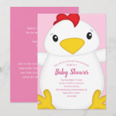 Invitation Baby shower de poulet rose (Devant / Derrière)