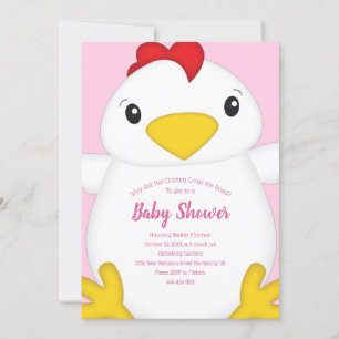 Invitation Baby shower de poulet rose