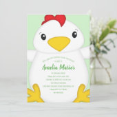 Invitation Baby shower de poulet vert (Debout devant)