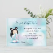 Invitation Baby shower de poupées Kokeshi | Billet de rabat (Debout devant)