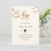 Invitation Baby shower de poussette Boho (Debout devant)