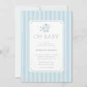 Invitation Baby shower de poussette de bébé mignonne Preppy I (Devant)