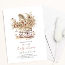 Baby shower de poussette fleur sauvage aquarelle