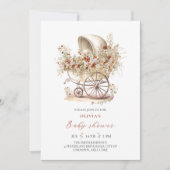 Invitation Baby shower de poussette fleur sauvage aquarelle (Devant)