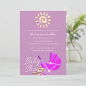 Invitation Baby shower de poussette rose soleil moderne simpl (Debout devant)