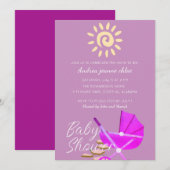 Invitation Baby shower de poussette rose soleil moderne simpl (Devant / Derrière)