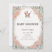 Invitation Baby shower de poussette Vintage rose (Devant)