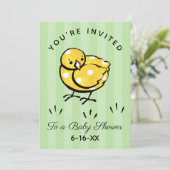 Invitation Baby shower de poussin jaune (Debout devant)