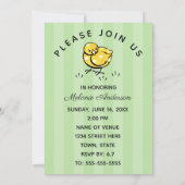 Invitation Baby shower de poussin jaune (Dos)