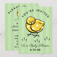 Invitation Baby shower de poussin jaune