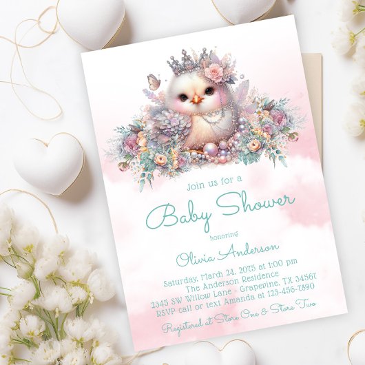 Invitation Baby shower de poussins papillon
