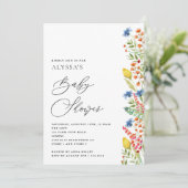 Invitation Baby shower de prairie fleur sauvage (Debout devant)