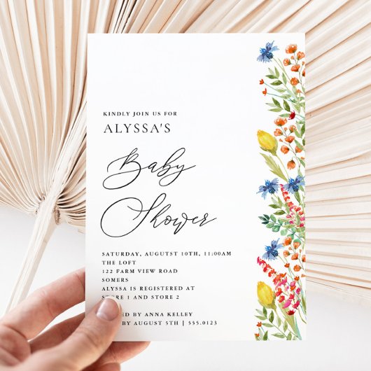 Invitation Baby shower de prairie fleur sauvage