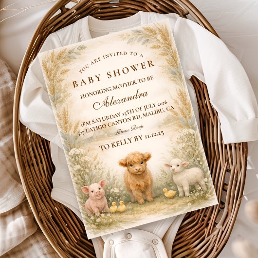 Invitation Baby Shower de prairie rustique de la grange