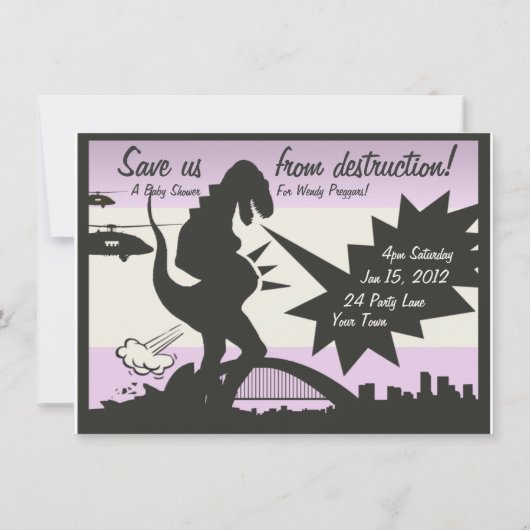 Invitation Baby shower de Pregzilla (Dos)