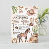 Invitation Baby shower de premier rodéo personnel (Debout devant)