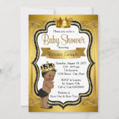 Invitation Baby shower de Prince afro-américain noir et or (Devant)