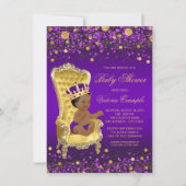 Invitation Baby shower de Prince Afro-Américain Purple Gold (Devant)