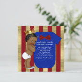 Invitation Baby shower de Prince Ethnic Red Blue Gold (Debout devant)