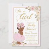 Invitation Baby shower de princesse africaine d'or (Devant)