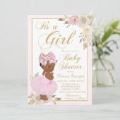 Invitation Baby shower de princesse africaine d'or (Debout devant)
