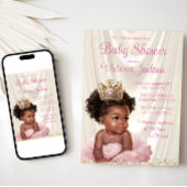 Invitation Baby shower de princesse africaine rose pâle