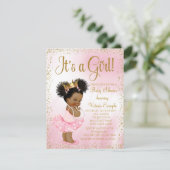 Invitation Baby shower de princesse afro-américaine d'or rose (Debout devant)