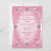 Invitation Baby shower de princesse Ballerina Diamond Hearts (Dos)