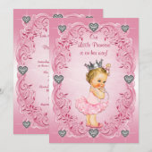 Invitation Baby shower de princesse Ballerina Diamond Hearts (Devant / Derrière)