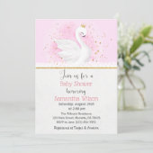 Invitation Baby shower de princesse de cygne rose  (Debout devant)