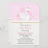 Invitation Baby shower de princesse de cygne rose  (Devant / Derrière)
