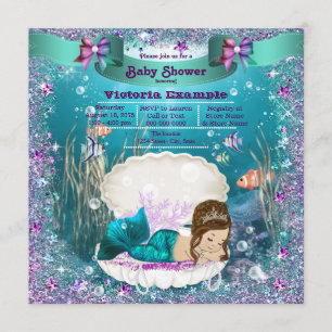 Invitation Baby shower de princesse Girl de sirène